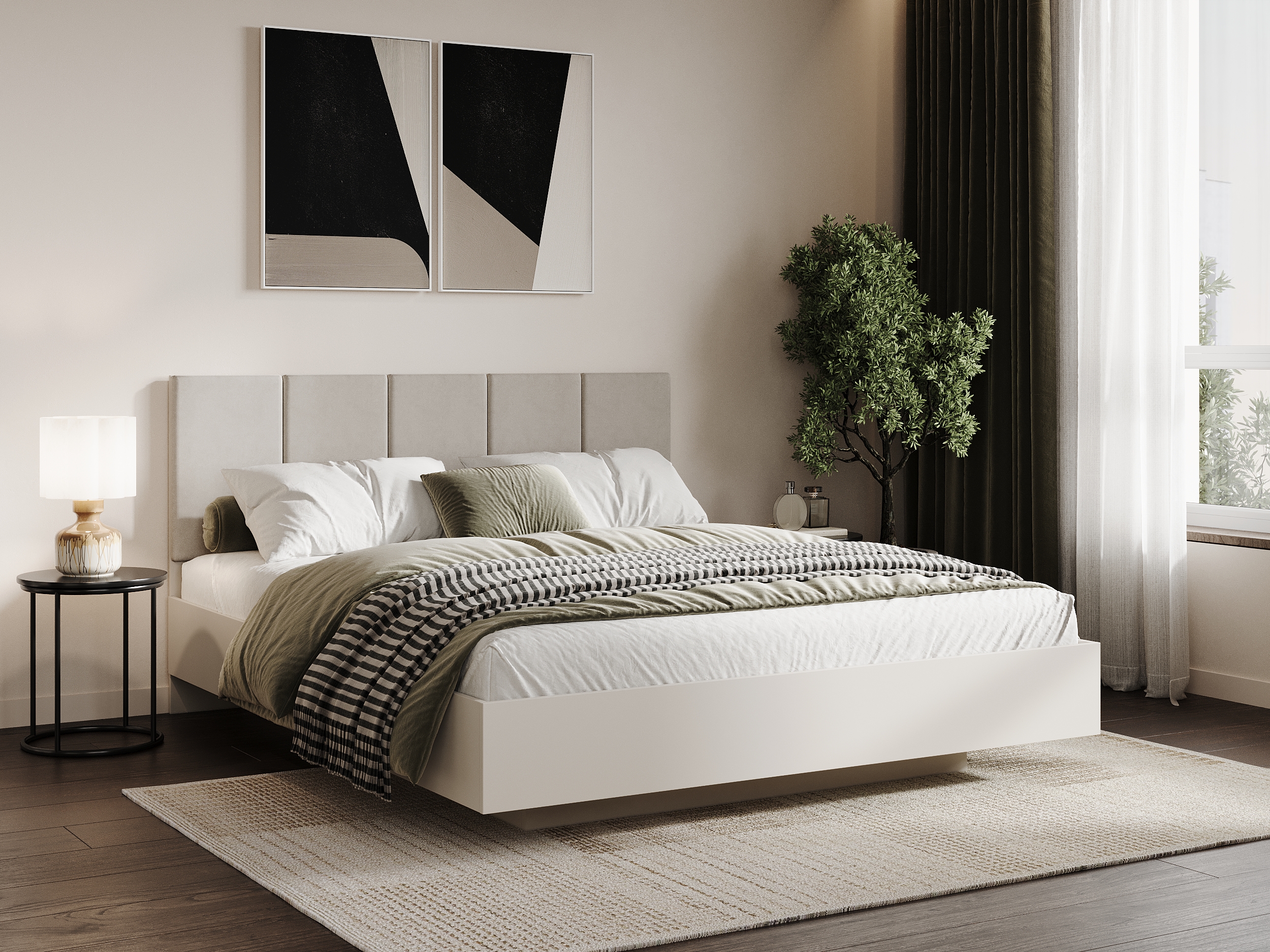 МИРЕН Кровать КР-001 (сп.место 1.6х2.0м) (Velutto Soft 190 Корпус - Кашемир 5981 BS)