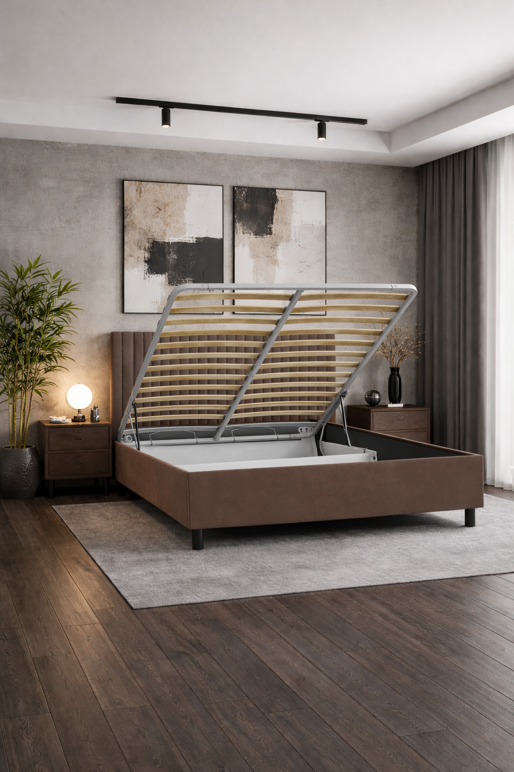 Кровать Леона 140х200 (Классик, ППМ, 1000Н, Микровелюр корица)