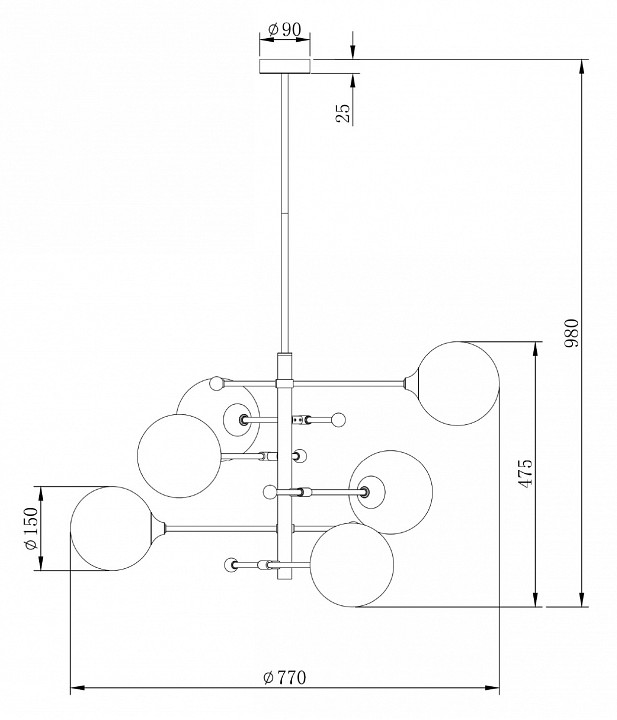 Люстра на штанге Freya Maddison FR5115PL-06BZ