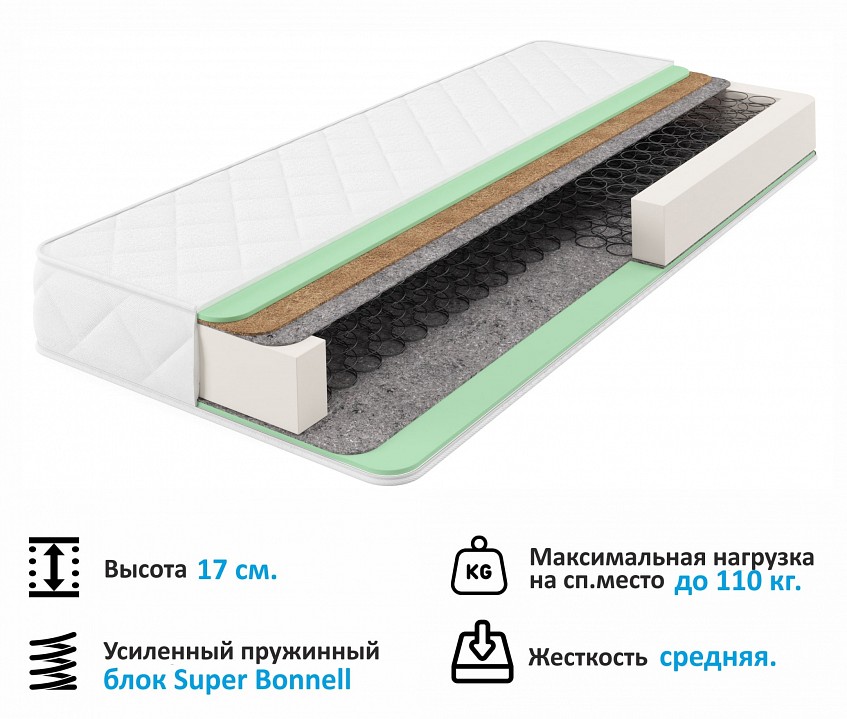 Кровать односпальная Bonna с матрасом Promo B Cocos 2000x900